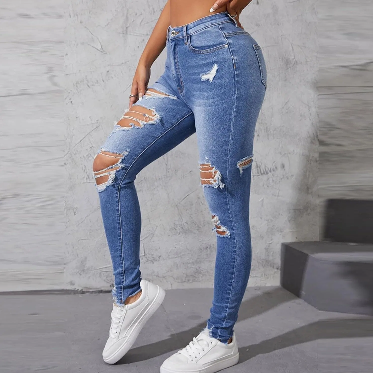 Джинсы High Waisted, Stretch, синий — фото 3