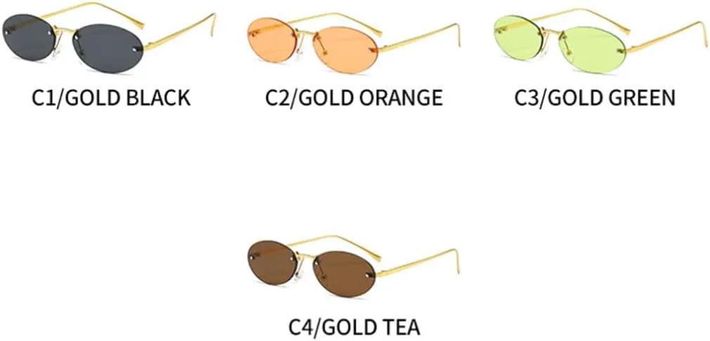 

Женские солнцезащитные очки овальной формы в ретро-стиле с металлической оправой, маленькие солнцезащитные очки «кошачий глаз» для мужчин TOIPASTN, Gold Tea