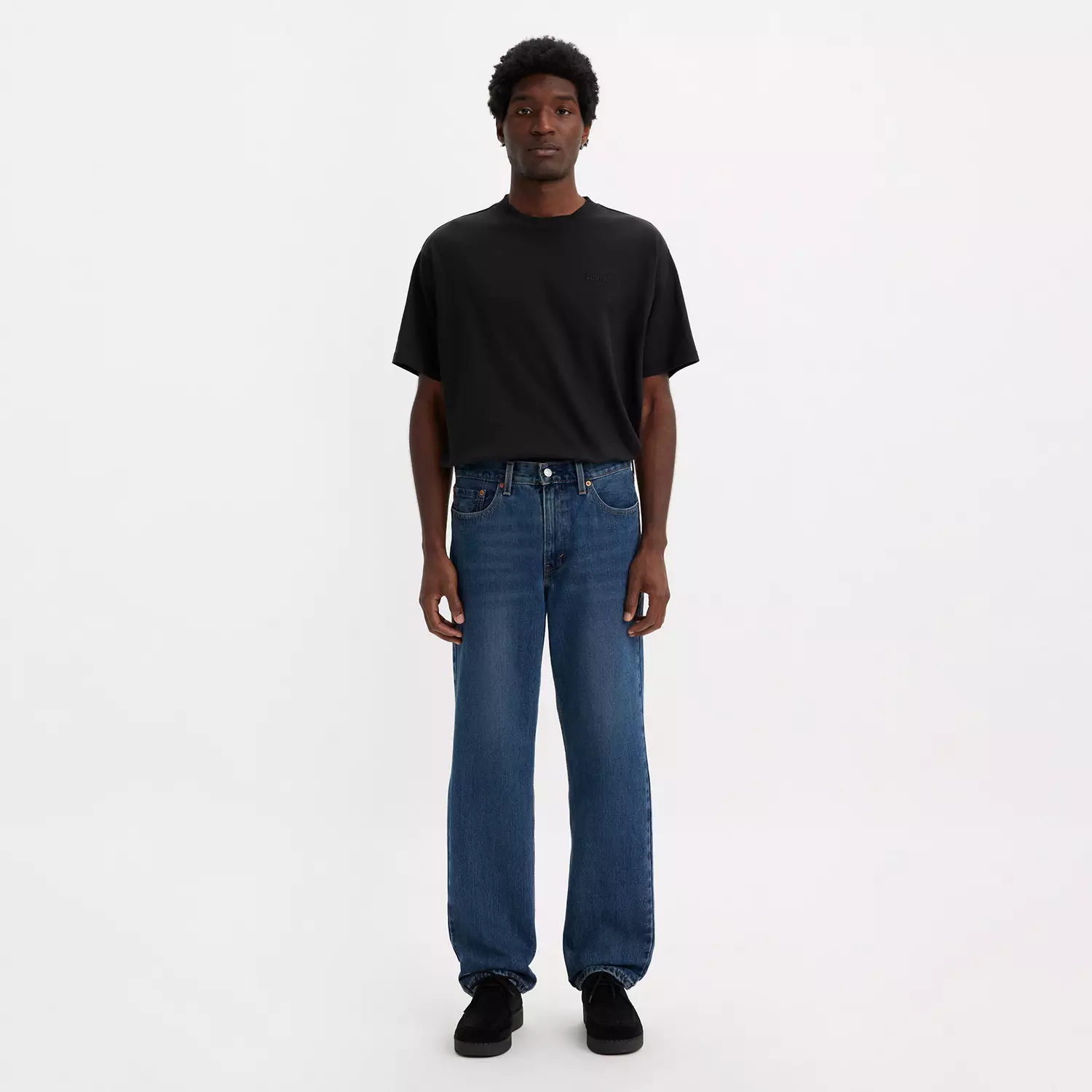 Мужские джинсы стандартного кроя 505 Levi's, насыщенный темно-синий с эффектом легкой потертости — фото 3