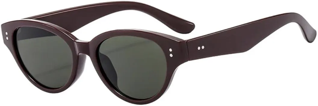 

Солнцезащитные очки в стиле ретро с заклепками и эффектом «кошачий глаз» для женщин, модные, с защитой от УФ-излучения UV400 UATXTAU, Red Brown Dark Green