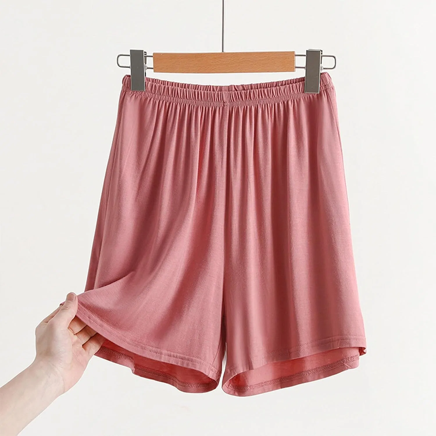 Шорты пижамные женские из модала, мягкие, на эластичном поясе, A02_pink — фото 2