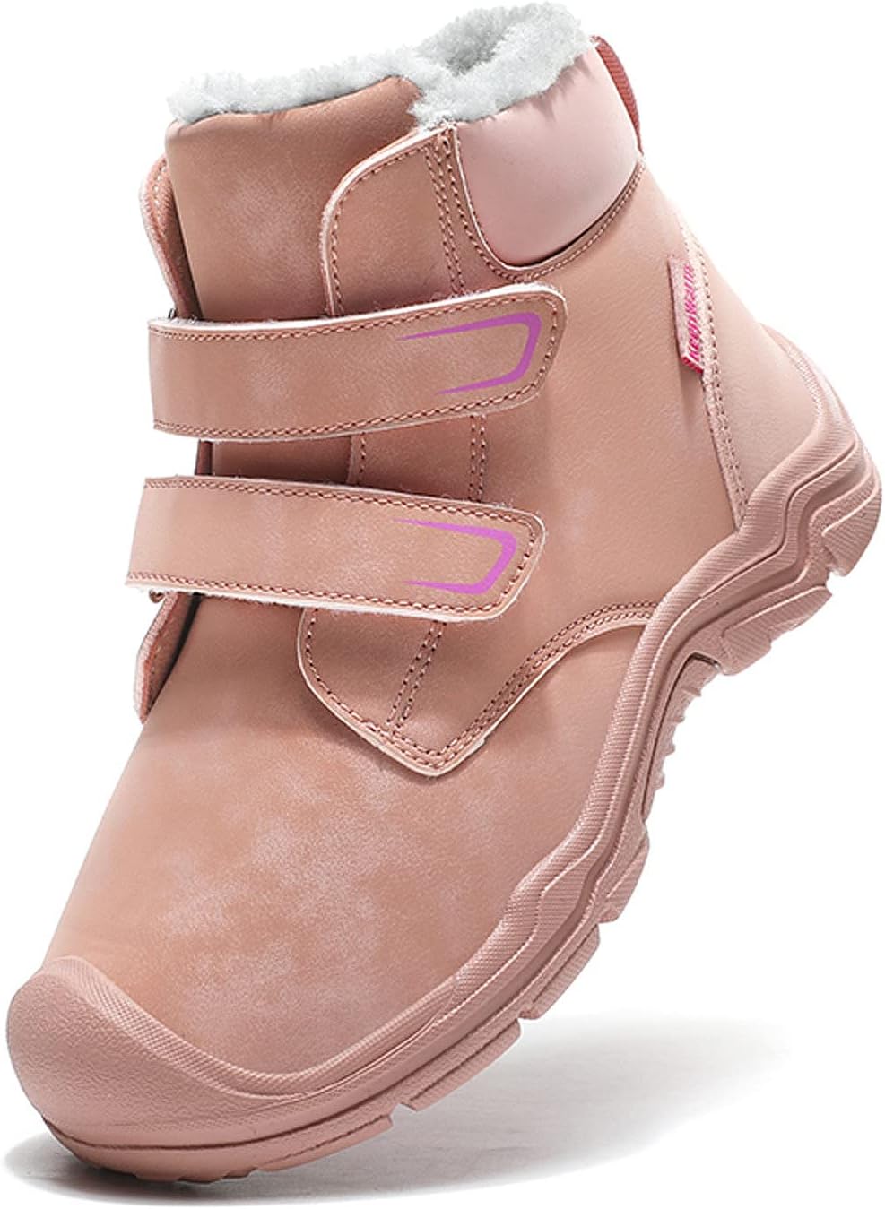 

Детские зимние ботинки FLIOZY для мальчиков и девочек, утепленные, для ходьбы и походов, наружная нескользящая подошва, ботинки до щиколотки, Pink