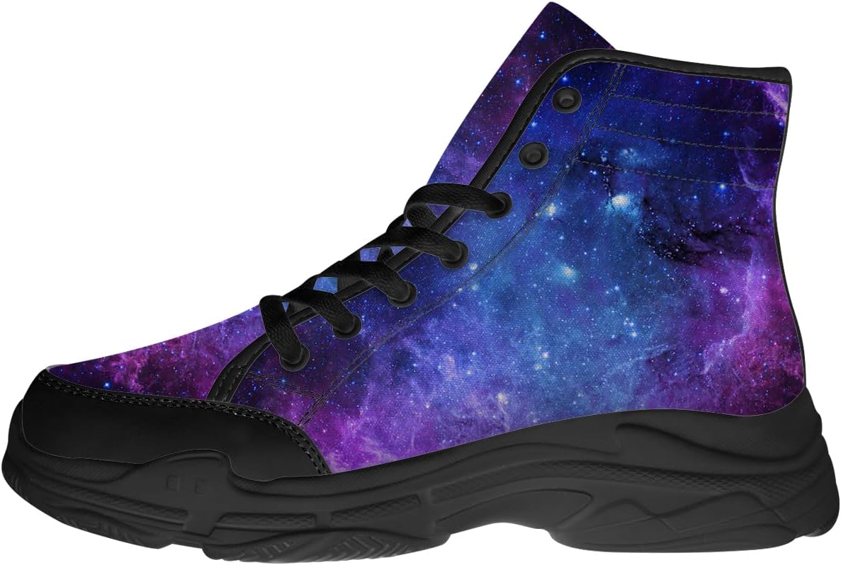 

Кроссовки Quorax Galaxy высокие на шнуровке для мужчин и женщин, из канвы, подарок для женщин и мужчин, синий