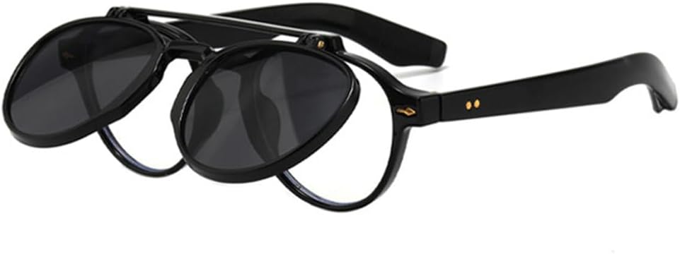 

Женские овальные солнцезащитные очки в стиле ретро с откидными линзами и защитой от УФ-излучения UV400. Мужские солнцезащитные очки в стиле панк с заклепками и градиентным переходом цвета LANGSER, Black Gray