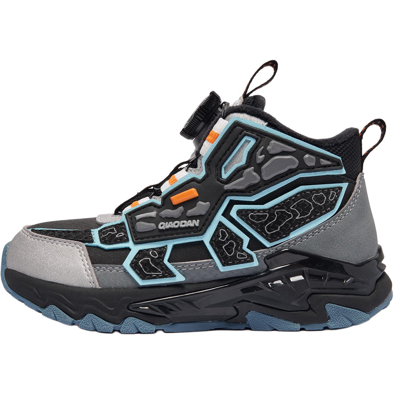 

QIAODAN Скользостойкие амортизаторы высокие детские повседневные кроссовки Black Silver Kids'