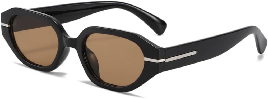 

Солнцезащитные очки в толстой оправе для женщин, красочные, в стиле ретро, ​​многоугольные, для активного отдыха и спорта, для мужчин, для вождения, с широкими дужками, защита от УФ-излучения UV400 VFDHN, Brown Black