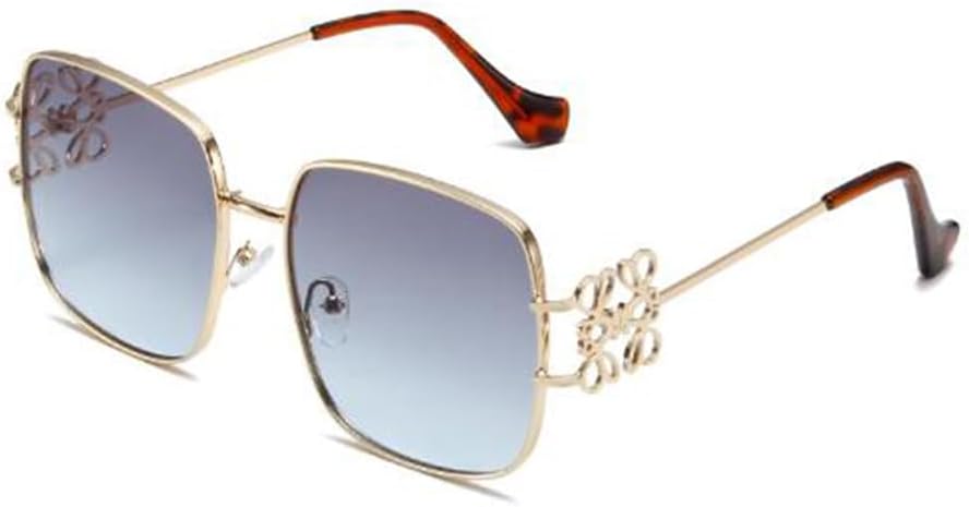 

Солнцезащитные очки в стиле ретро с квадратным китайским узлом, защитой от ультрафиолета UV400, металлической оправой, для мужчин и женщин, пляжные очки Weloveushop, Gold Frame Upper Gray Lower Blue