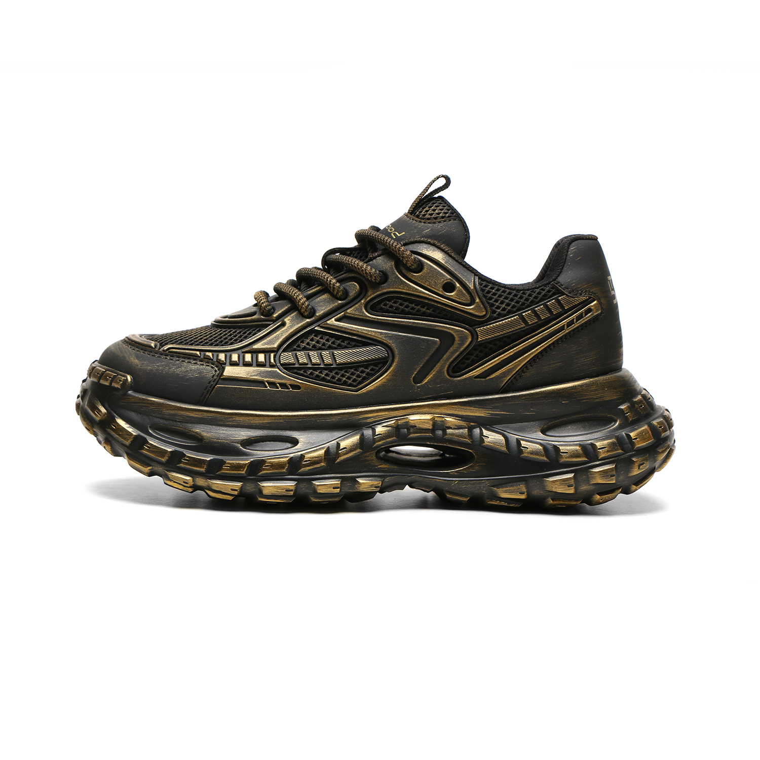 

Meixi Износостойкие дышащие низкие массивные кроссовки мужские - бронза черный золото, цвет Bronze Black Gold