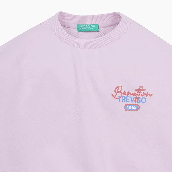 Детский лавандовый свитшот с логотипом от Benetton Kids — фото 3