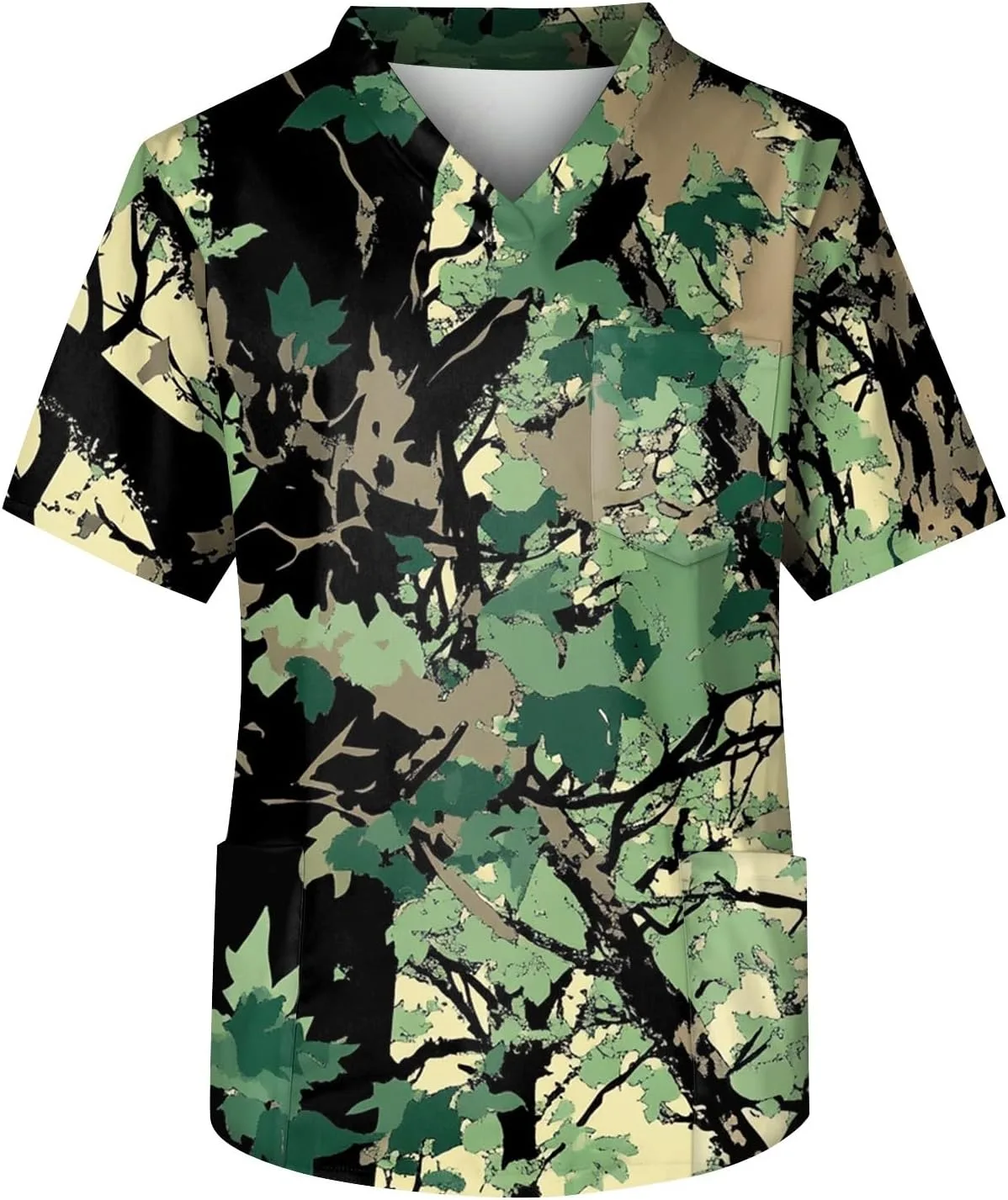 

Мужская футболка с принтом V-образным вырезом и карманами WENKOMG1