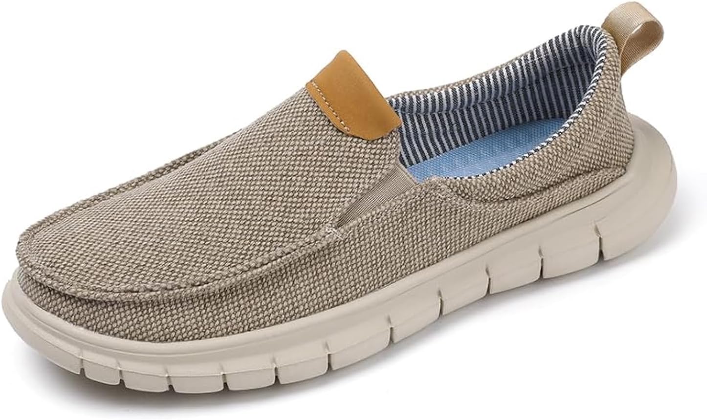 

Мужские холщовые слипоны повседневные лоферы на плоской подошве кеды для ходьбы лодочные туфли Kvdrcs, бежевый