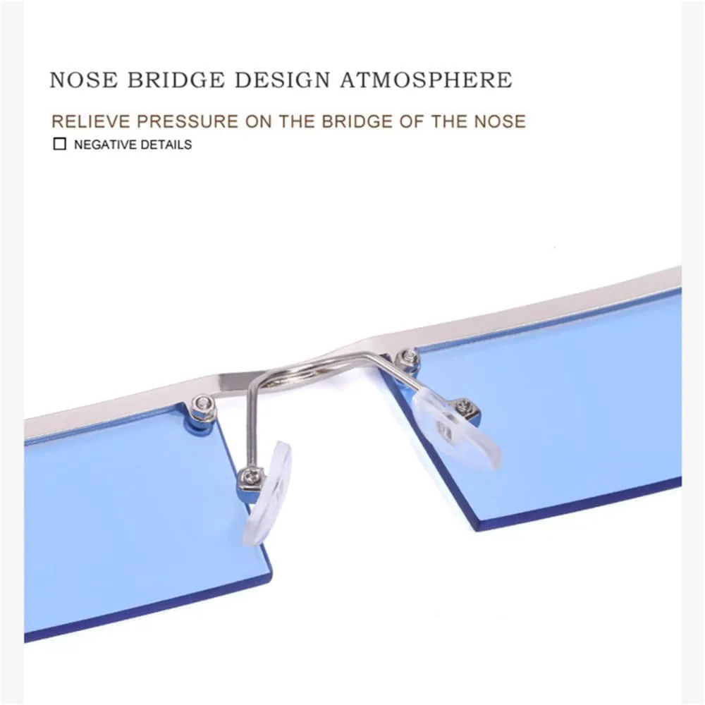 

Солнцезащитные очки без оправы прямоугольной формы для женщин в стиле ретро, ​​металл, панк, мужские очки с защитой от УФ-излучения UV400, m780 Generic, M-783