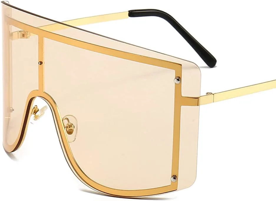 

Женские солнцезащитные очки большого размера 2027 года, сине-желтый градиент, модные, без оправы, металлические, для создания индивидуального образа MTZJH, 21