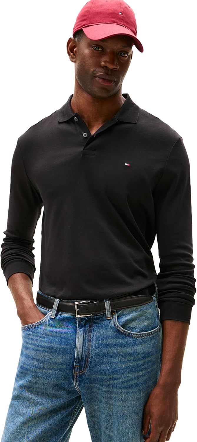 

Мужские поло Tommy Hilfiger с длинным рукавом, классического кроя, с отделкой Liquid Cotton, Black, Черный, Мужские поло Tommy Hilfiger с длинным рукавом, классического кроя, с отделкой Liquid Cotton, Black