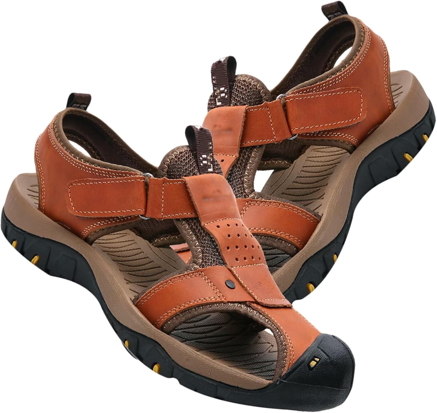 

Мужские спортивные сандалии из кожи для активного отдыха, походные сандалии с закрытым носком, повседневные прогулочные сандалии, летние пляжные и водные туфли Hnvavq, B