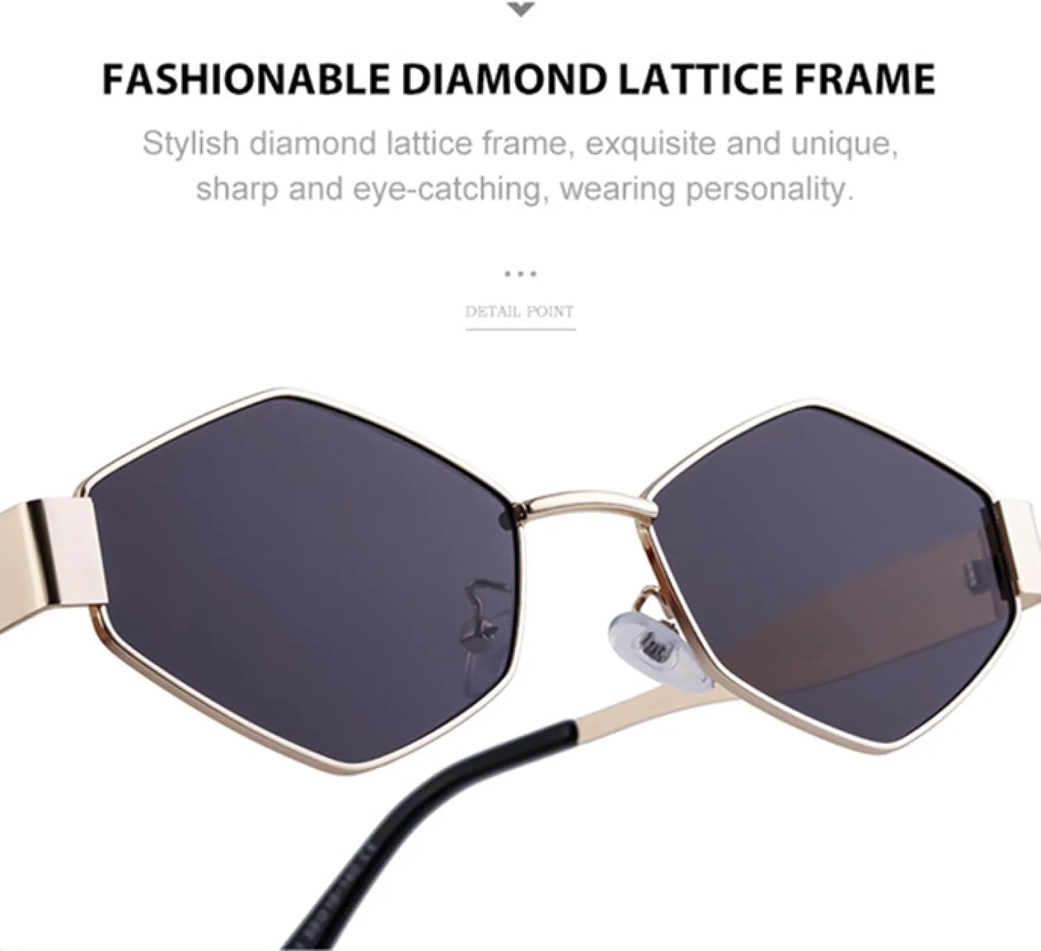 

Женские солнцезащитные очки в стиле шестиугольник-панк, роскошная винтажная металлическая оправа, стимпанк, уникальный многоугольный дизайн TVTBBVV, C4silvergrayblue