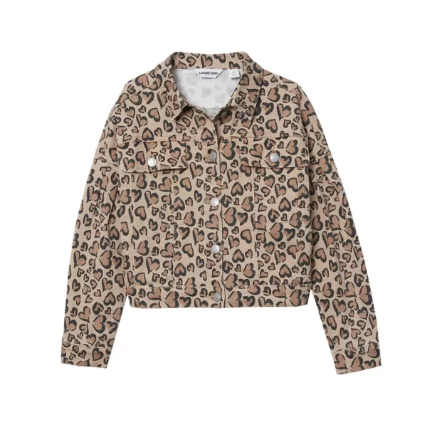 

Джинсовая куртка для девочек 4-16 лет Lands' End, цвет tan cheetah hearts