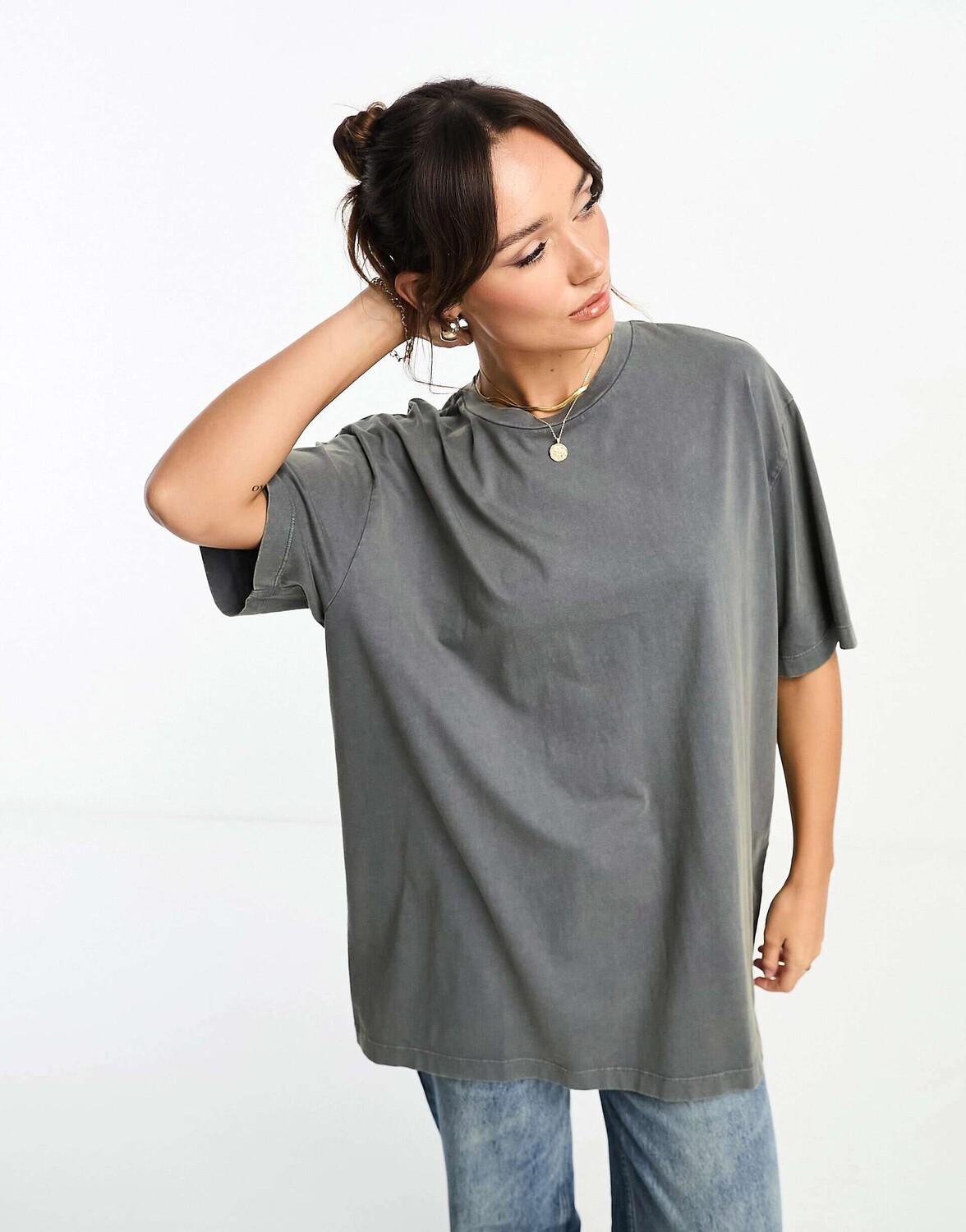 

Длинная футболка ASOS серого цвета, Серый, Длинная футболка ASOS серого цвета