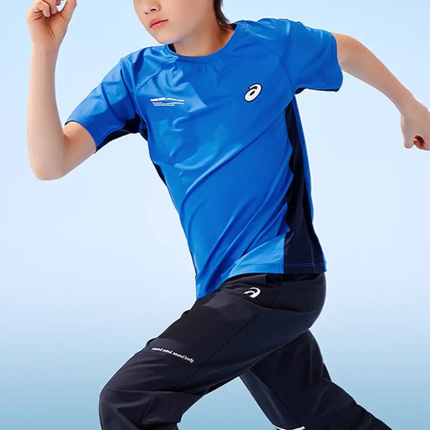 Футболка для спортивных занятий 5005 для детей 3-7 лет ASICS, синий — фото 4