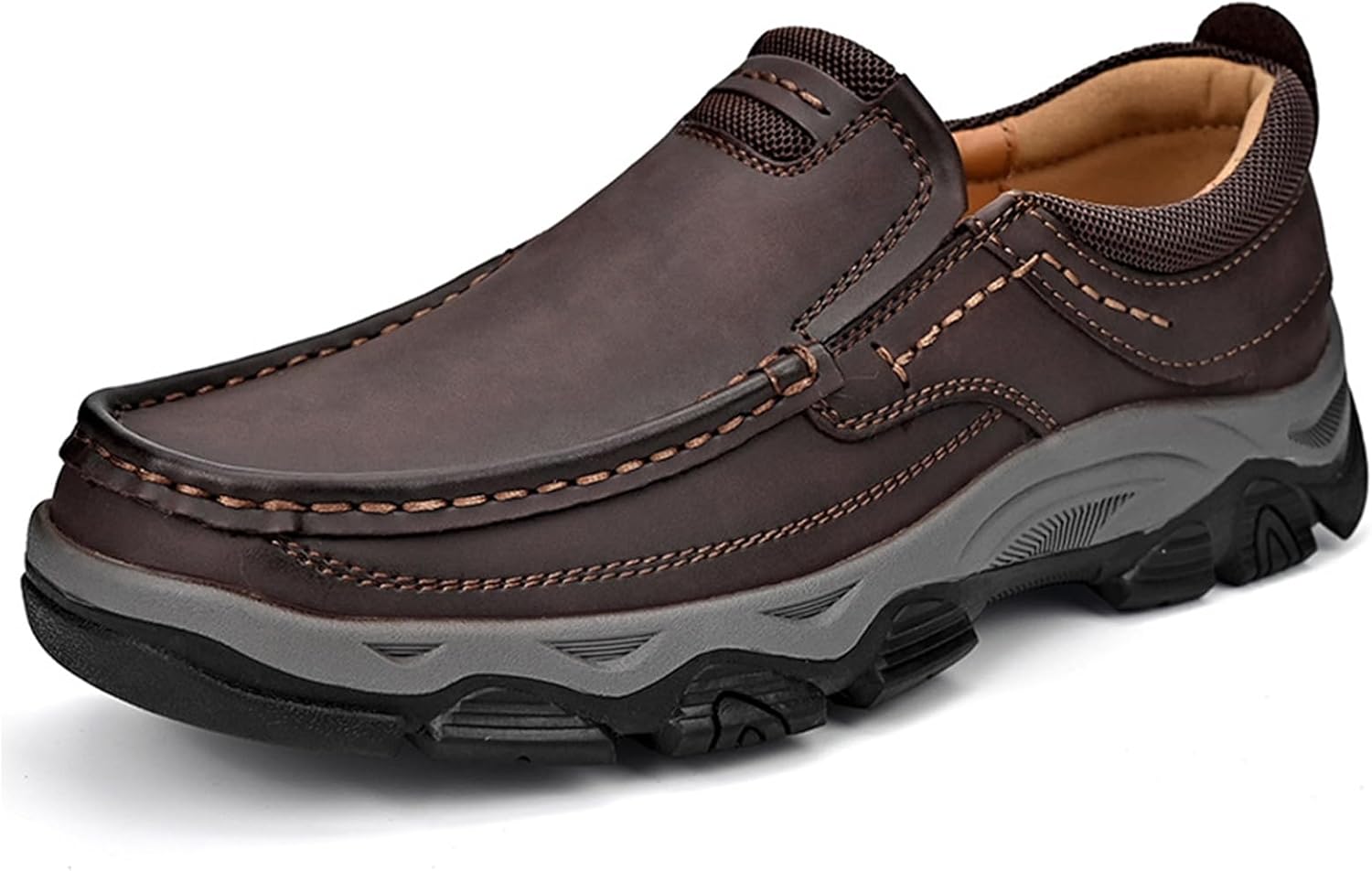 

Мужские лоферы повседневные слипоны мягкие лоферы для мужчин, легкие, дышащие, противоскользящие кроссовки для ходьбы, удобная обувь и походов Generic, темно-коричневый