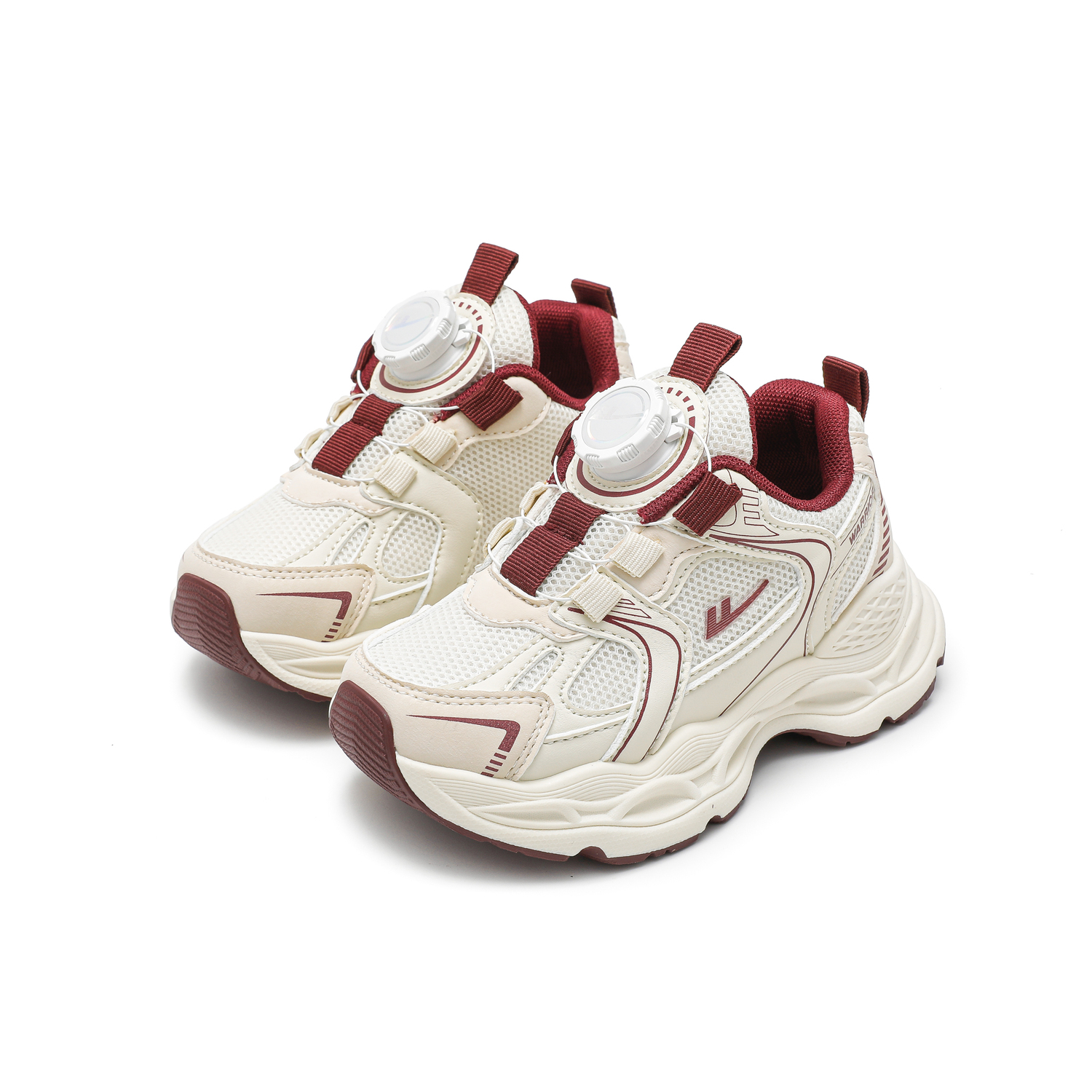 Детские спортивные кроссовки Synthetic Leather легкие амортизирующие нескользящие Anti Kick низкие повседневные WARRIOR, бежевый/светло-зеленый/army зеленый — фото 4