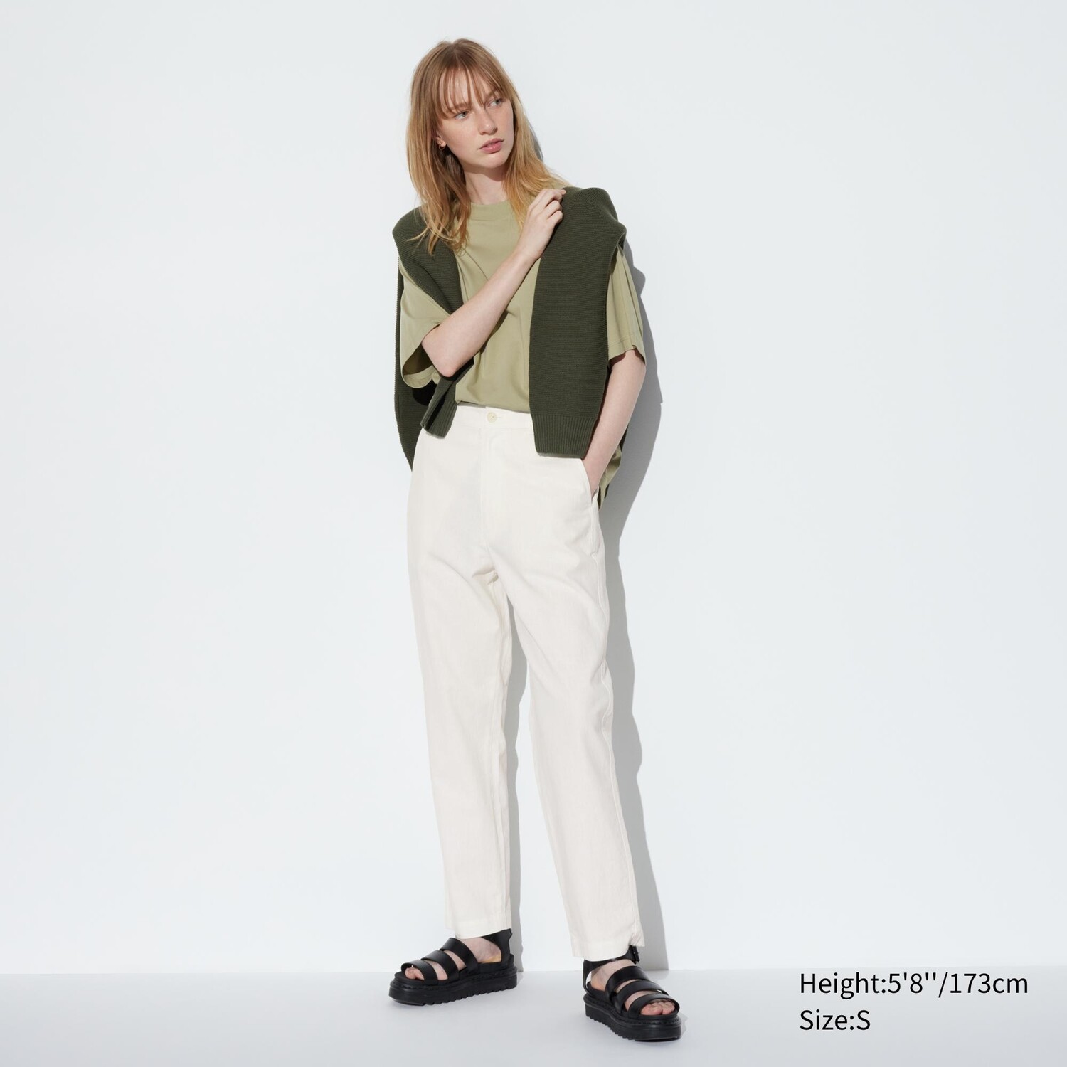 

Зауженные брюки из смеси льна и хлопка UNIQLO, белый