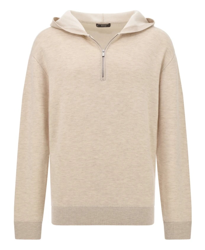 

Худи с застежкой-молнией до середины груди, изготовленное из шерсти и кашемира. Boggi Milano, бежевый