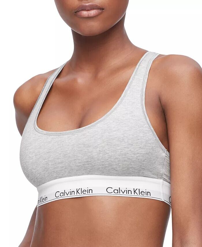 

Женский современный хлопковый бюстгальтер без косточек F3785 Calvin Klein, серый