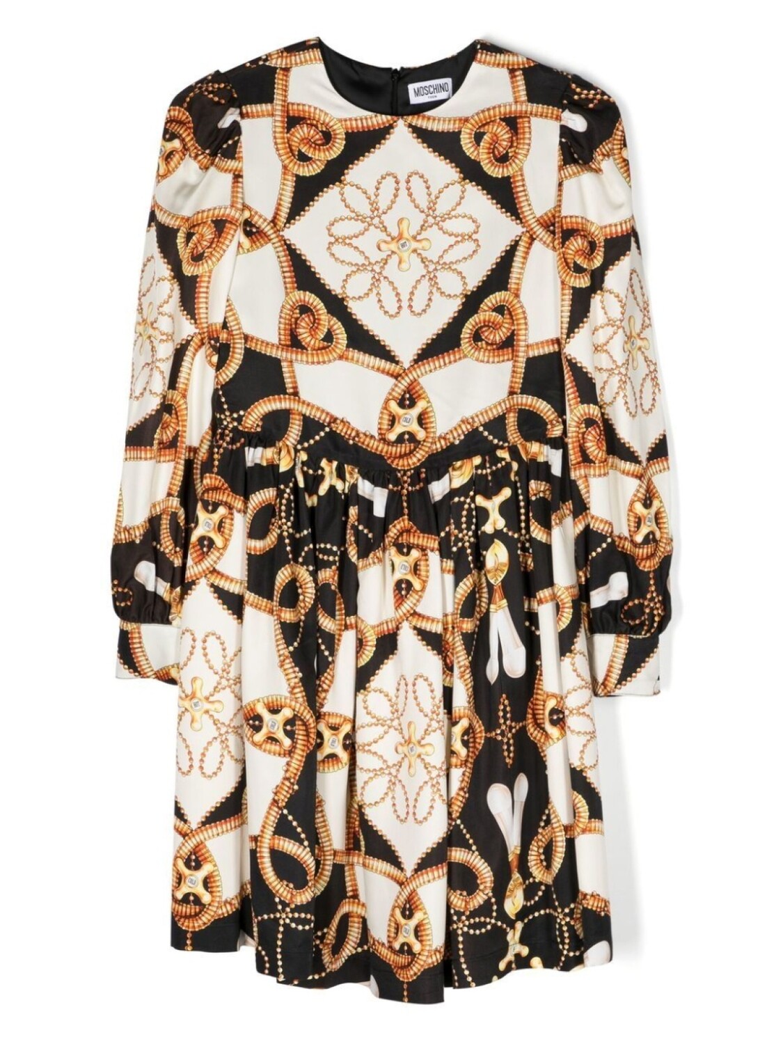 

Moschino Kids платье с длинными рукавами и принтом, белый