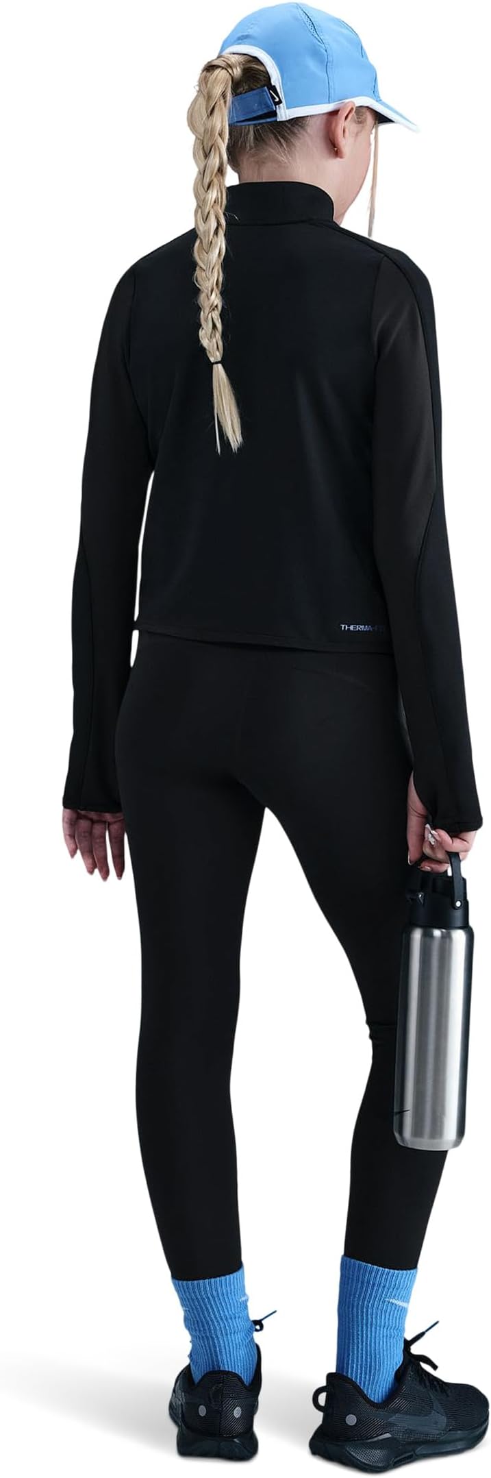 Топ Pro Therma-FIT с длинным рукавом и молнией 1/2 Nike Kids, Black — фото 3