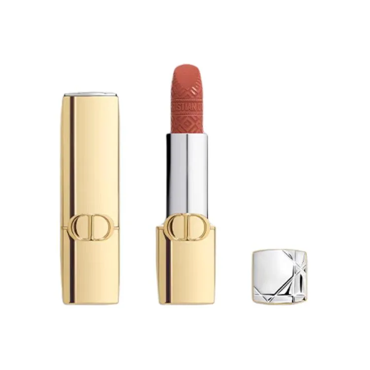 DIOR Ограниченная рождественская помада Fiery Blue Gold в тюбике, бархатистая, легко растушевывается, осветляющая, #188 Velvet