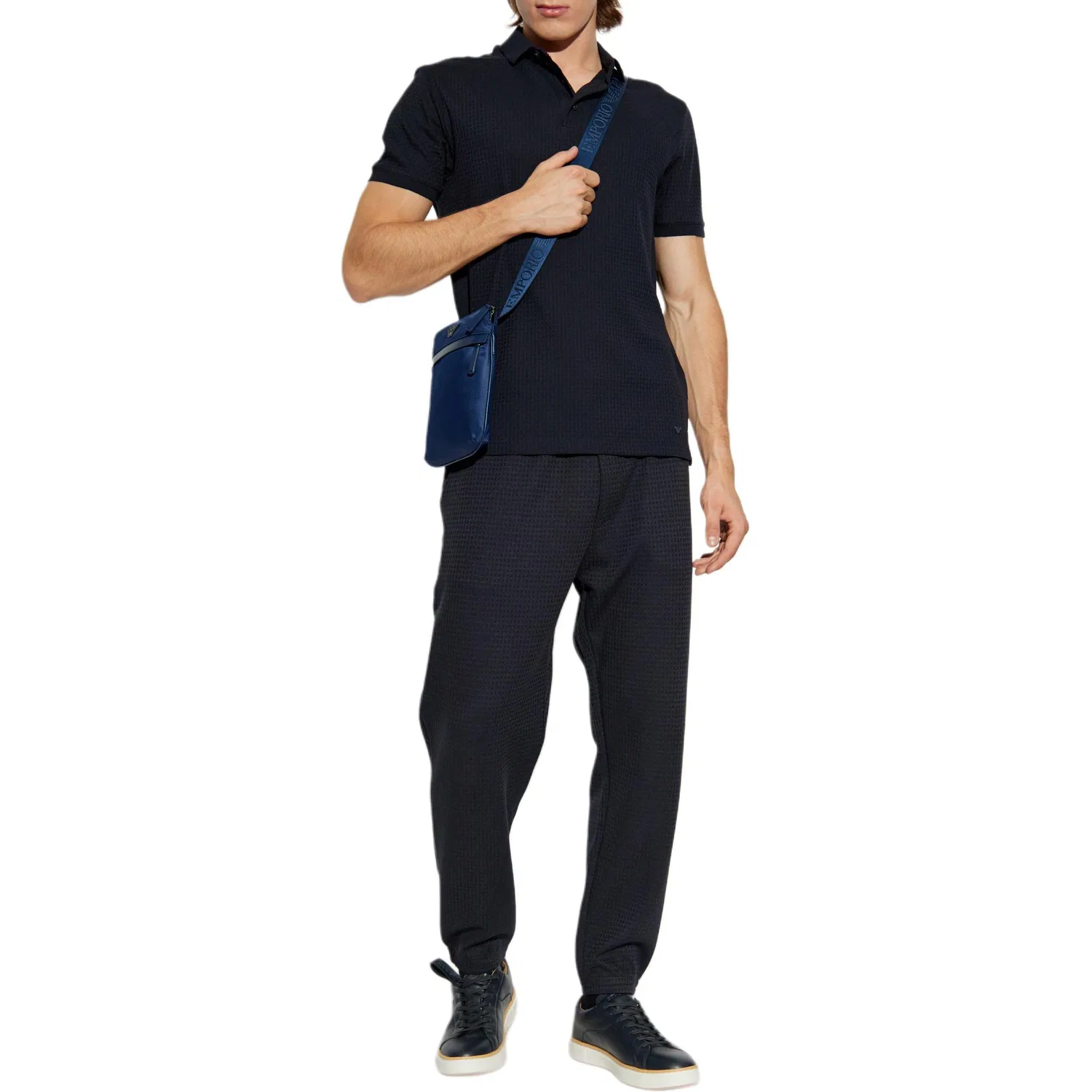 Поло с коротким рукавом с вышитым логотипом EMPORIO ARMANI, Dark Blue — фото 2