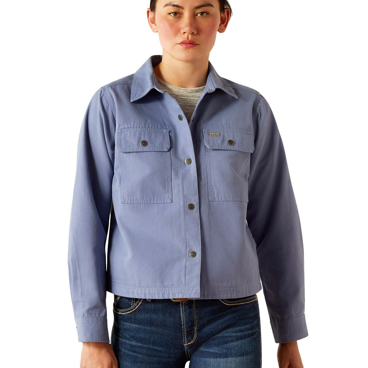 

Короткая рубашка-жакет из ткани Rebar Ariat, синий