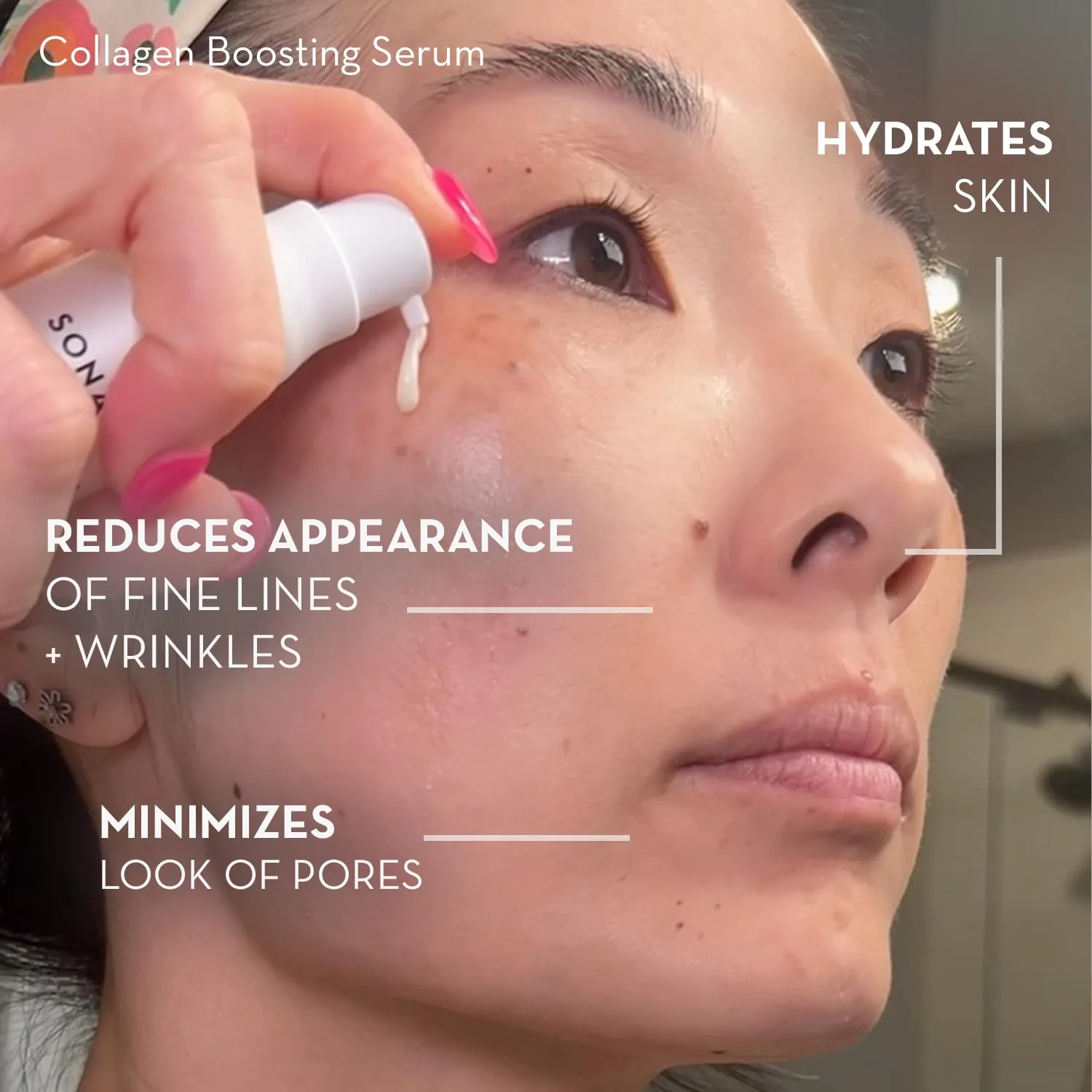 Сыворотка Sonage — Collagen Boosting Serum: веганская антивозрастная для лица | Разглаживает, придает объем, 29.6 мл — фото 2
