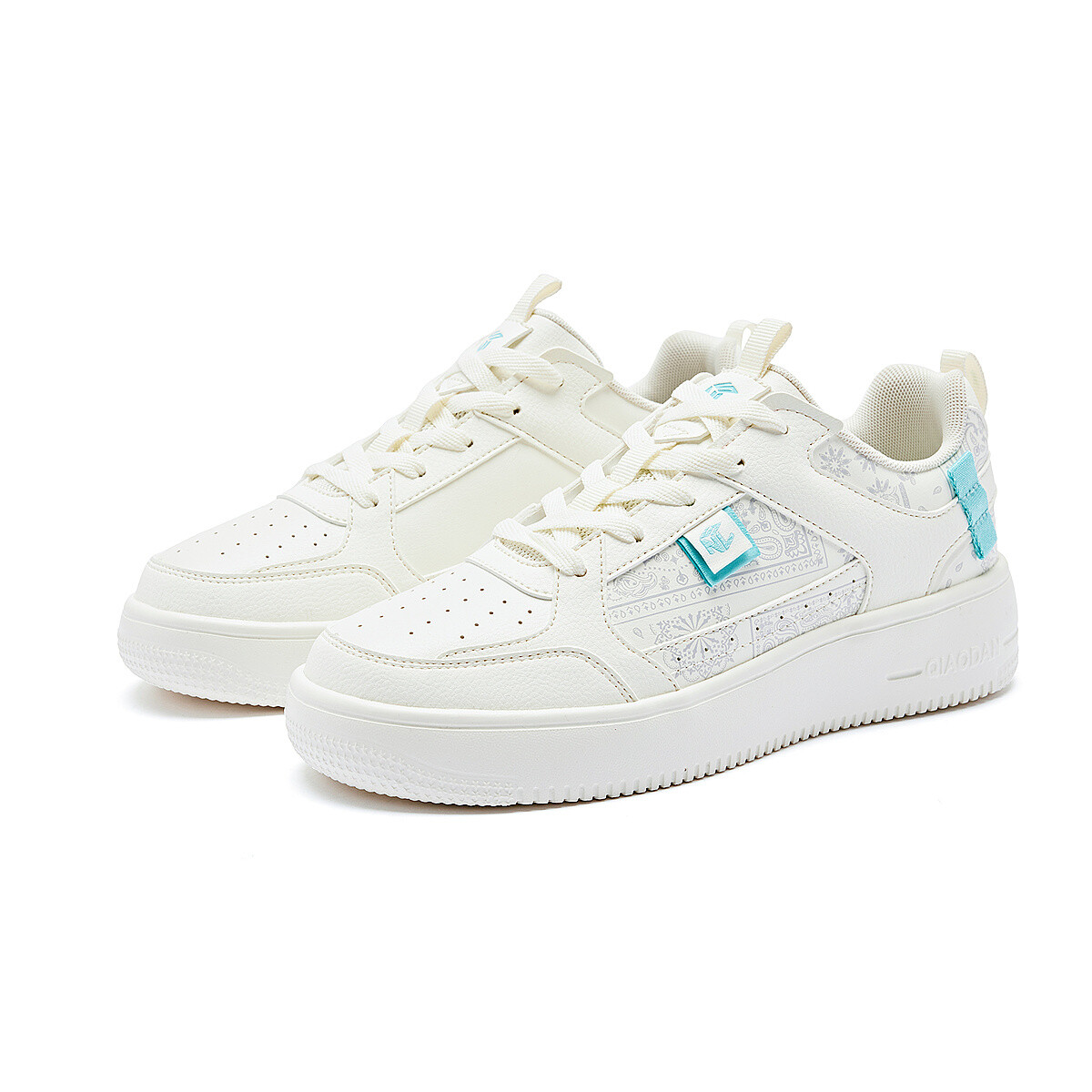 Кроссовки QIAODAN Skateboarding Shoes Women's Low-top Ivory/grey-silver, слоновая кость — фото 2