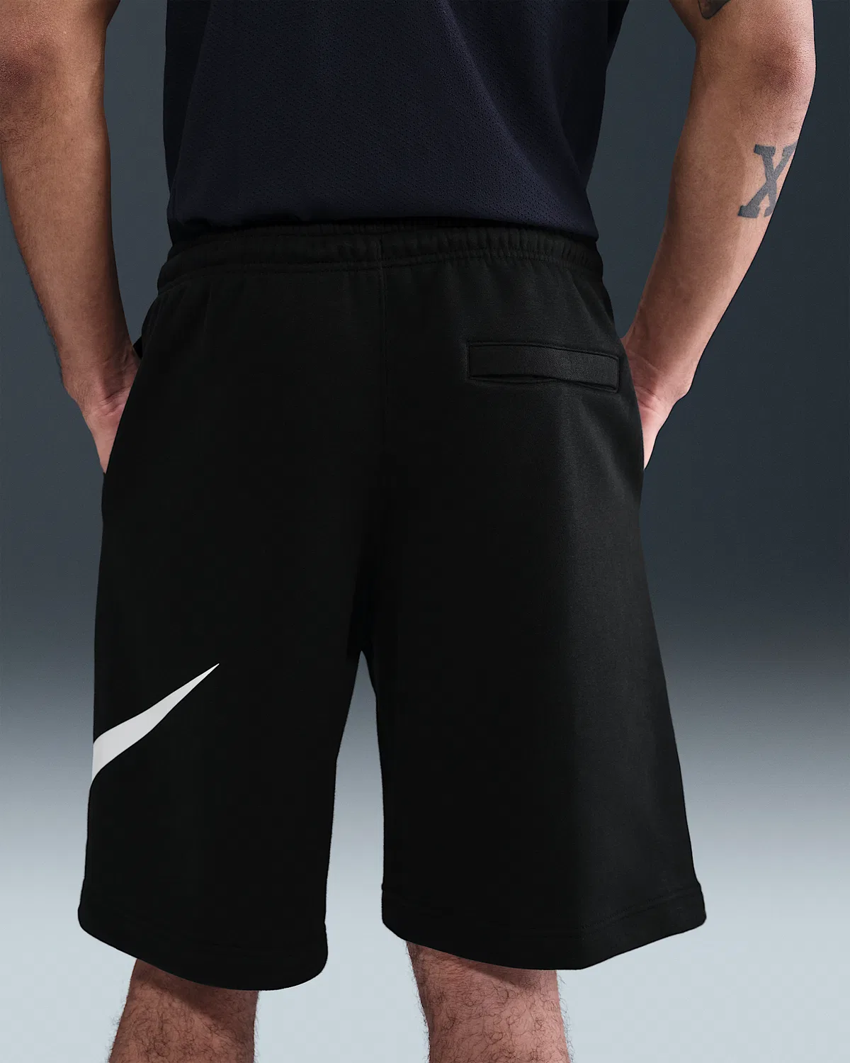 Мужские флисовые шорты Nike Club, Black/Black/White — фото 3