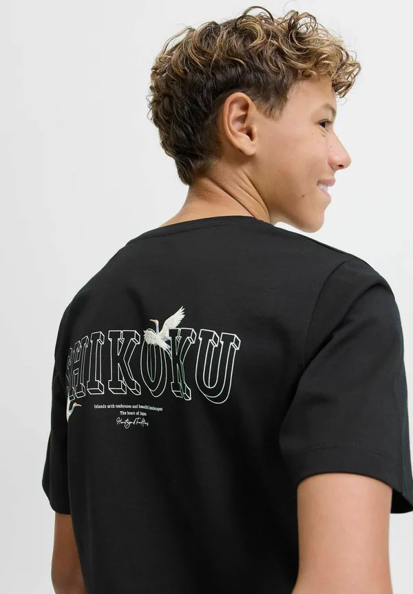 Футболка с принтом gedruckt Jack & Jones Junior, Black — фото 4
