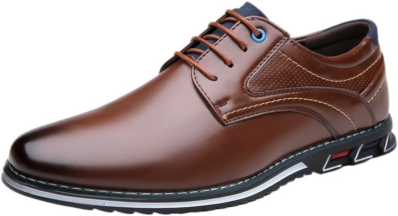 

Мужские повседневные кроссовки-лоферы, дышащие, удобные, для ходьбы, с шнуровкой, из кожи, для бизнеса, работы, офиса и повседневного ношения на улице Hhhchpm, темно-коричневый