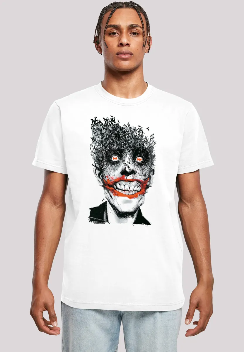 

F4NT4STIC Футболка "Batman The Joker Bats", мужская, премиум-мерч, стандартного кроя, базовая, с принтом, белый