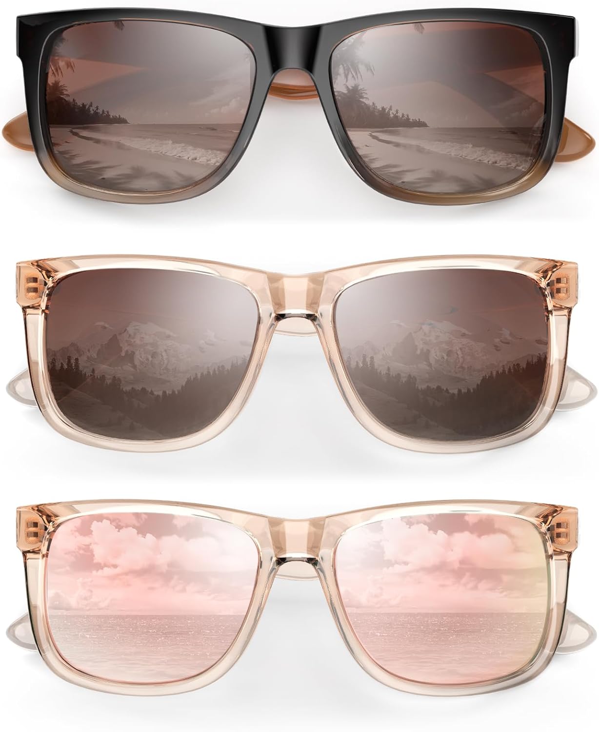 

Поляризованные солнцезащитные очки для женщин, модные классические ретро-очки, дизайнерские солнцезащитные очки для мужчин, винтажные модные очки с защитой UV400 CIFOYA, Gradient Brown + Light Brown + Brown Pink