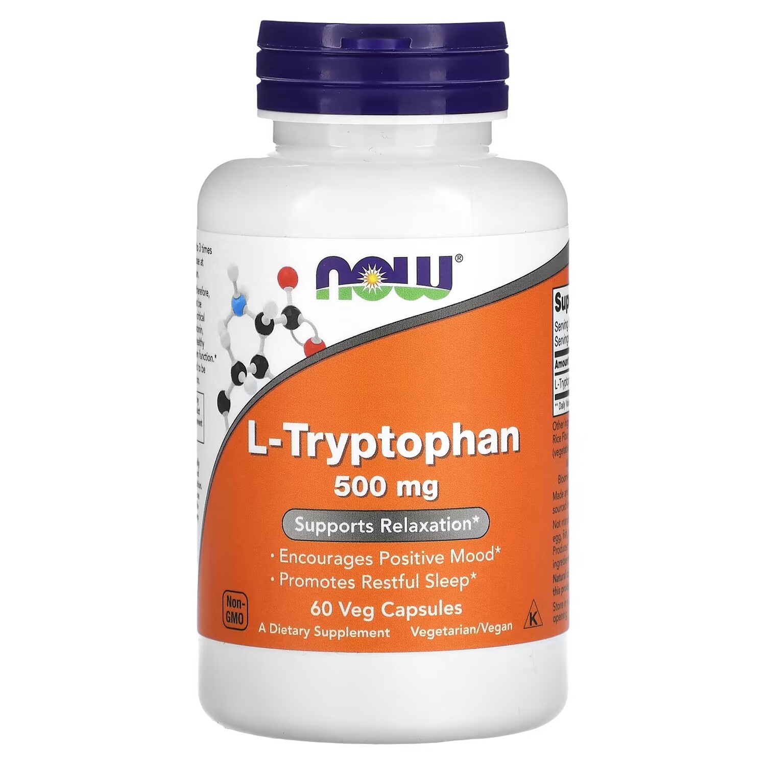 

L-триптофан NOW Foods 500 мг, 60 капсул (500 мг на капсулу)