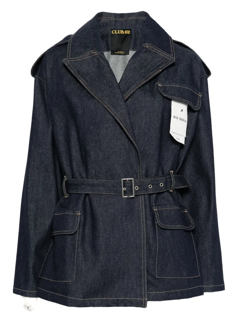 

Джинсовая куртка с клапанными карманами и поясом Lois Jeans, синий