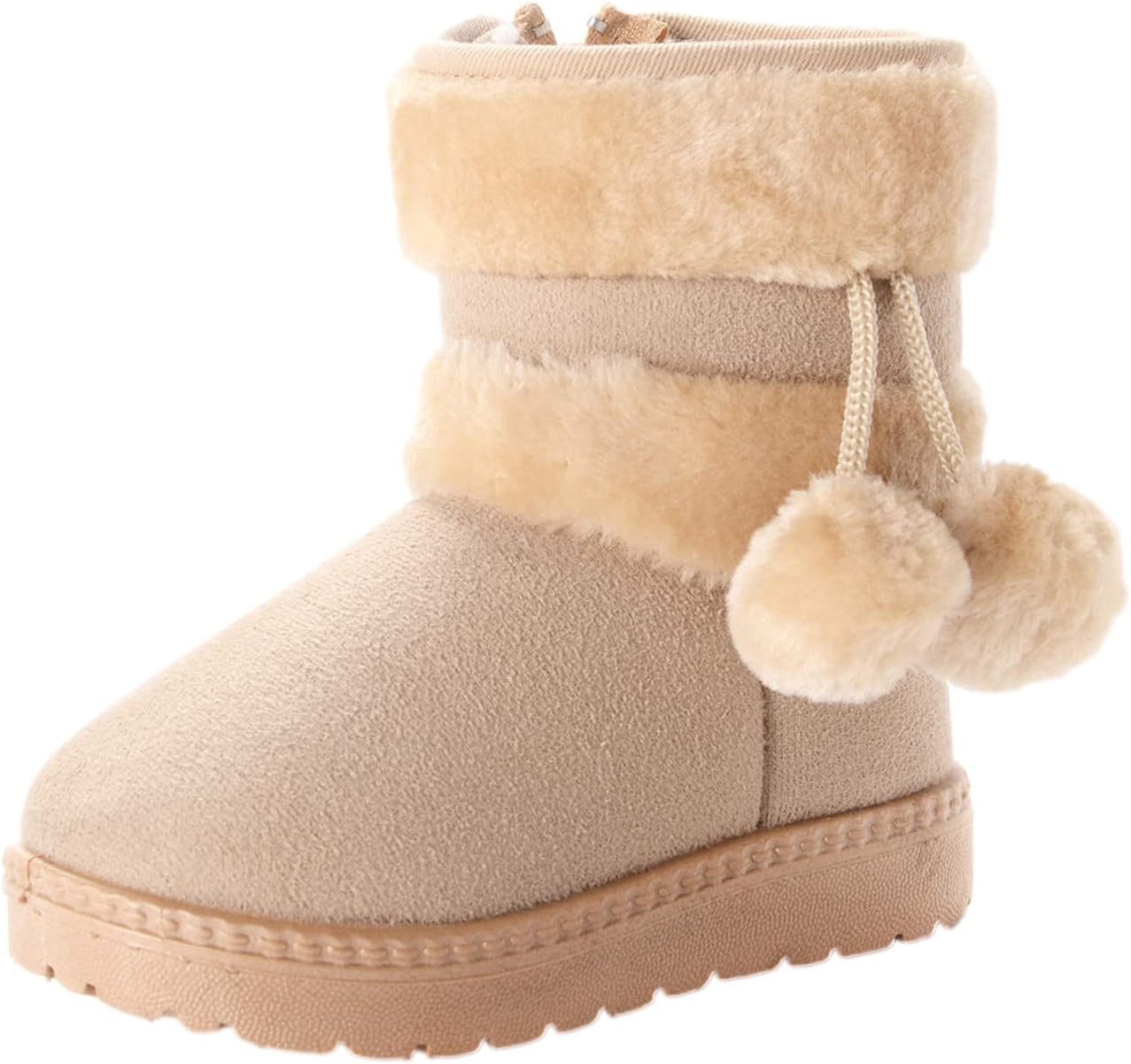 

Детские зимние сапоги для девочек, плюшевые внутри, сапоги средней длины из замши с теплой подошвой, ботинки для езды, 4-10 лет Zzalalana, Beige