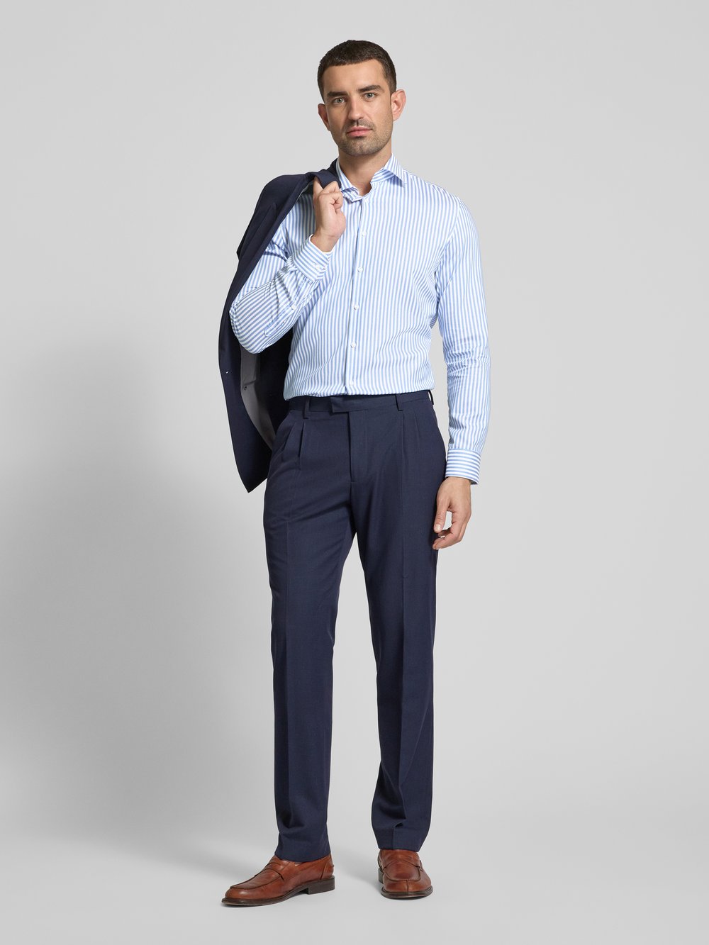 

Рубашка делового покроя с воротником-стойкой SEIDENSTICKER, синий