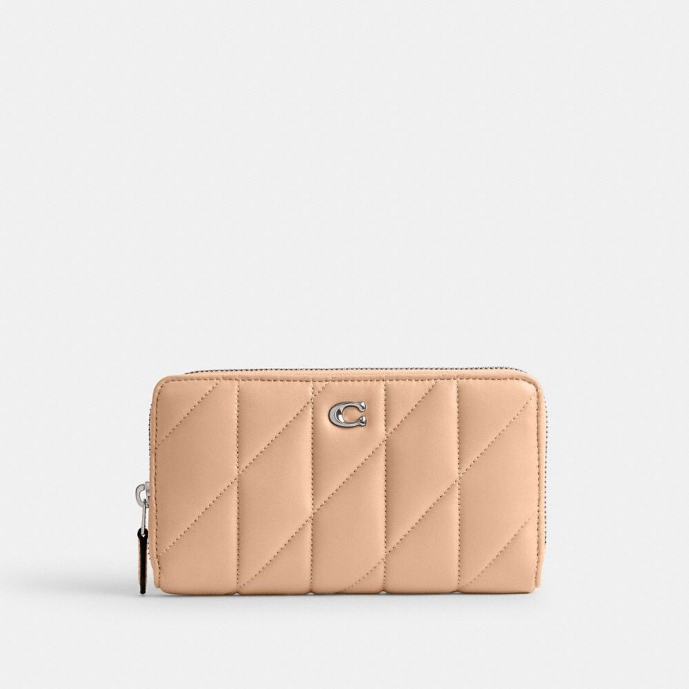 

Аккордеонный кошелек на молнии с подушкой-стеганой отделкой COACH, цвет silver/buff
