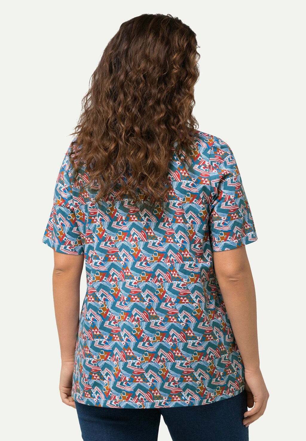 

Футболка с принтом GEOMETRIC SQUARE NECK TEE Ulla Popken, мультиколор