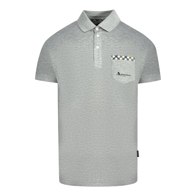 

Серая рубашка-поло в клетку Aquascutum, серый