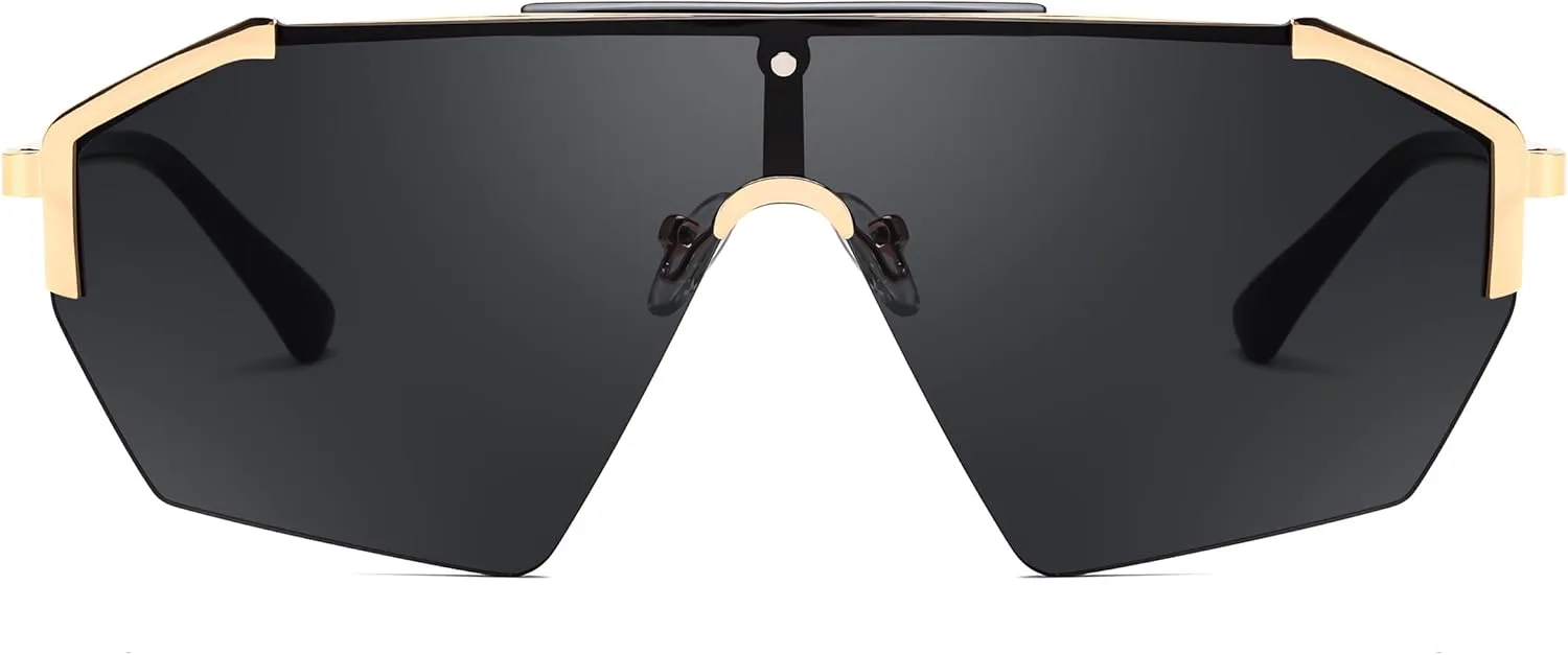 

FEISEDY Модные плоские цельные солнцезащитные очки большого размера без оправы, нестандартной формы, стильный ретро-дизайн, для женщин и мужчин, B0153, 02 Grey