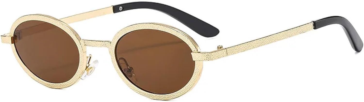 

Солнцезащитные очки с защитой от УФ-излучения UV400 | Круглые, маленькие, овальные, металлические | Для женщин и мужчин, для занятий спортом на открытом воздухе и вождения DSVIGF, Gold-brown