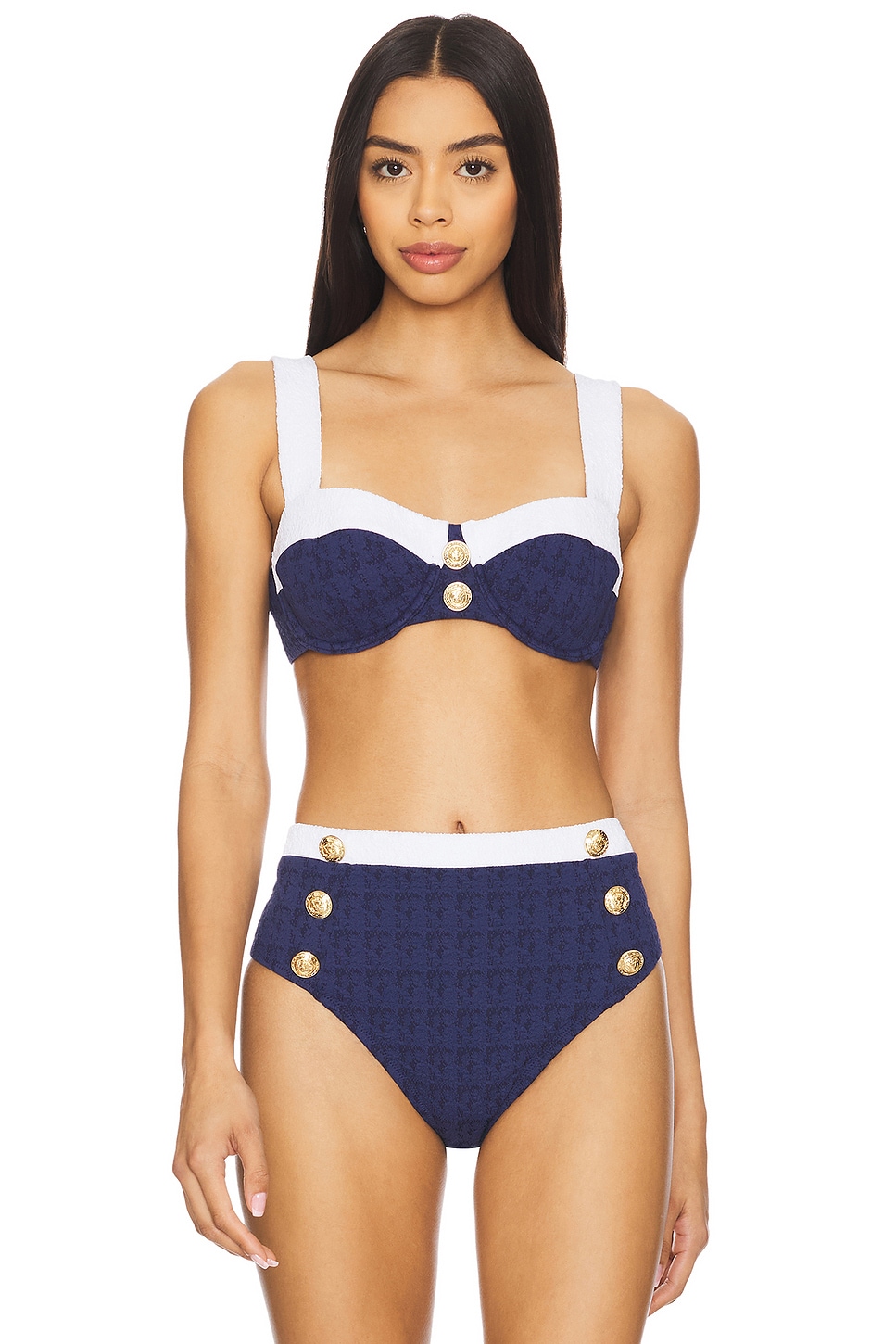 

Структурированный бикини-топ Alexandria L'Agence, color block chic marine